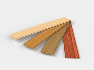Set of wooden laminated construction planks isolated on white