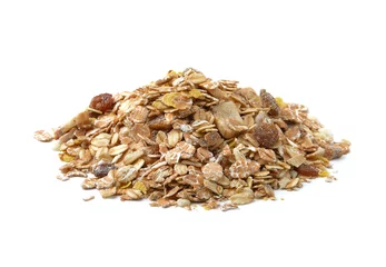 Poster pile of muesli isolated on white background © sommai