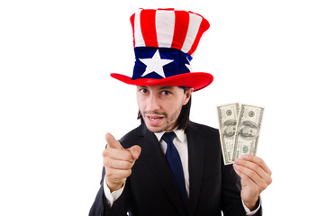 Man with american dollar and hat
