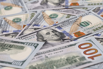 studio photography of American moneys of hundred dollar