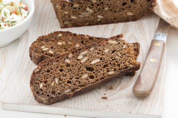 rye bread with seeds, horizontal