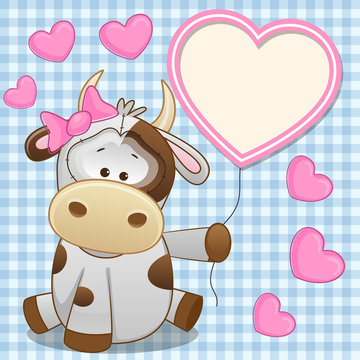 Cow with heart frame