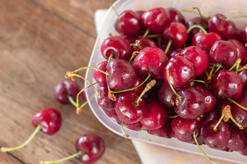 Cherries closeup top view