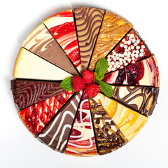 14 different slices of cheesecake to make a complete pie