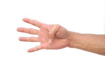 Hand shown four finger symbol