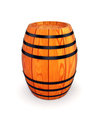 wooden wine or beer barrel isolated on white