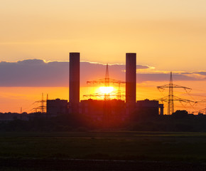 Power Station And Sunset