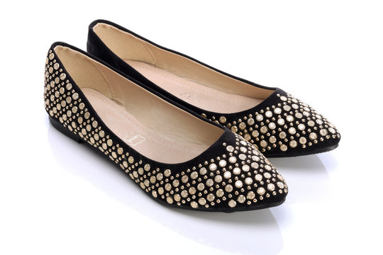 Black decorative and comfortable shoes for women