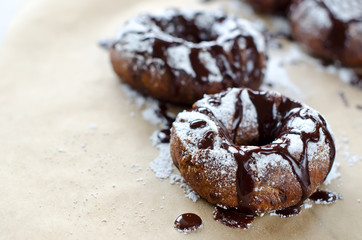 Pastry with liquid chocolate