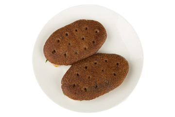Two rye flatbred on a plate