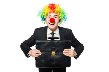 Clown businessman isolated on white