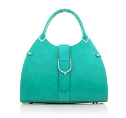 Women's handbag color of mint on a white background