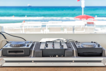 dj console on the beach
