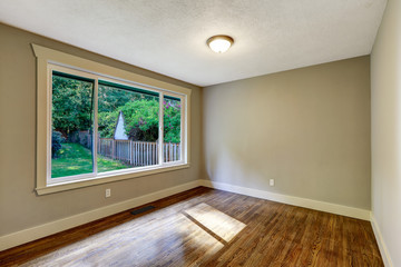 Empty room with hardwood floor and big window