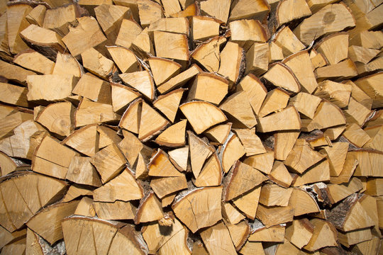 chopped firewood stacked