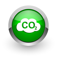 carbon dioxide green glossy web icon