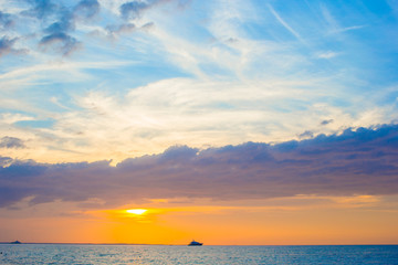 Stunning beautiful sunset on an exotic caribbean beach