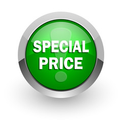 special price green glossy web icon