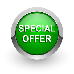 special offer green glossy web icon