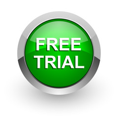 free trial green glossy web icon