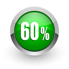 60 percent green glossy web icon