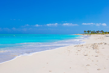 Perfect white beach with turquoise water at ideal island