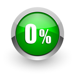 0 percent green glossy web icon