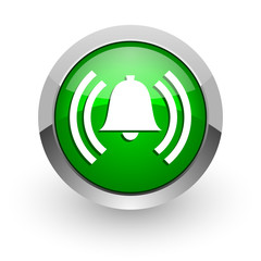 alarm green glossy web icon