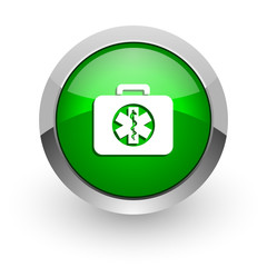 rescue kit green glossy web icon