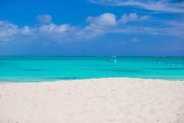 Perfect white beach with turquoise water at ideal island