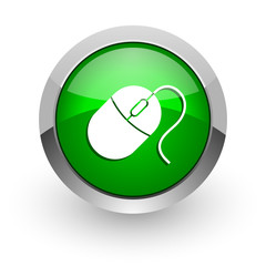 mouse green glossy web icon