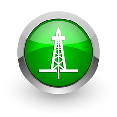 drilling green glossy web icon