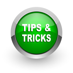 tips tricks green glossy web icon