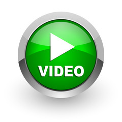 video green glossy web icon