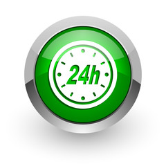 24h green glossy web icon