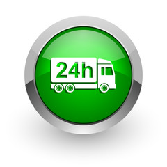 delivery green glossy web icon