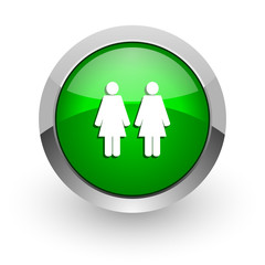 couple green glossy web icon