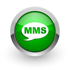mms green glossy web icon