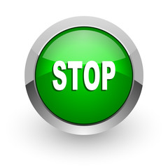 stop green glossy web icon
