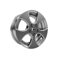 Obraz premium Polished chrome rim wheel on white