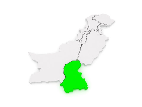 Map of Sindh. Pakistan.