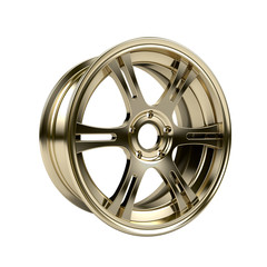 Obraz premium Polished chrome rim wheel on white