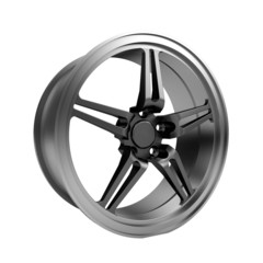 Obraz premium Polished chrome rim wheel on white