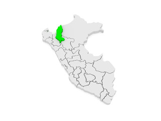 Map of Amazonas. Peru.