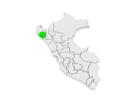 Map of Lambayeque. Peru.