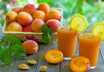 Apricot juice in two glasses