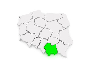 Map of Malopolska. Poland.