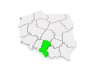 Map of Upper Silesia. Poland.