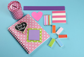Back to School bright pink, polka dot and colorful stationery