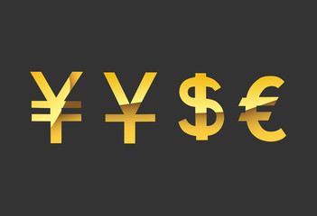 Golden currency symbols